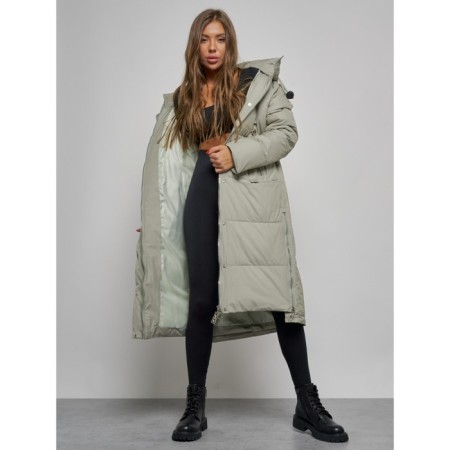 Coat insulated winter female, size 42, green color-14