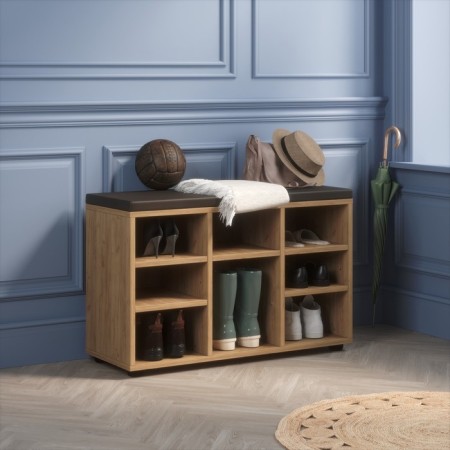Shoe cabinet, 780 × 295 × 500 mm, color walnut Lyon / oak craft golden-5