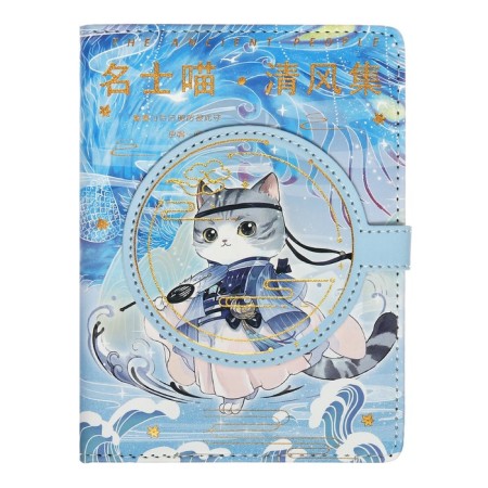 Notebook Gift, A6, 100 sheets, a colored block, with a curly knife on a magnet, "cat" mix-1