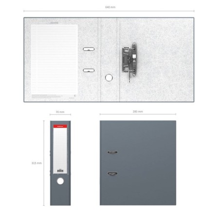 A4, 70 mm, granite registrar folder, gathered, gray, plastic pocket, cardboard 1.75 mm, capacity of 450 sheets-3