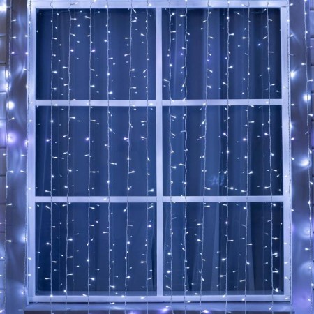 Garland "Curtain" 2 × 9 m, IP44, UMS, white thread, 1800 LED, white glow, flicker, 220 V