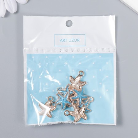 Decor for creativity metal, enamel "Sea star" Blue 1.5x2 cm-3