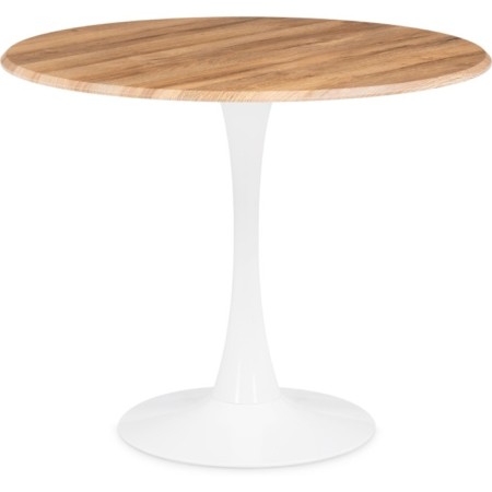 Wooden tulip table metal, oak woth/white 90x90x73 cm
