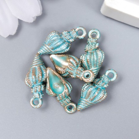 Decor for creativity metal, enamel "Sea sink" blue with gold 1x2 cm-2