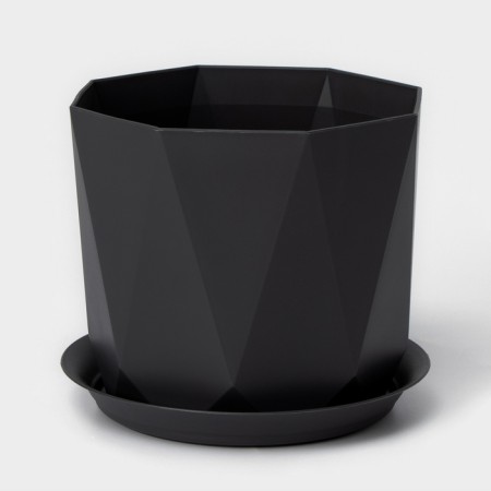 Pot for flowers with a prism palm, 1 l, graphite color