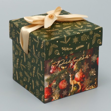 Folding box "New Year's balls", 10 x 10 x 10 cm, New Year-1