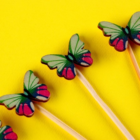 Butterfly skewers, set 6 pcs, color mix-1