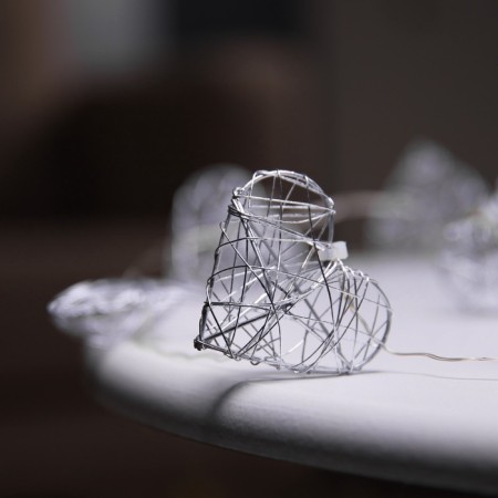 Girlynda “thread” dew 4.5x3 cm, with nozzles “heart”, IP20, silver thread, 10 LED, AAX2 batteries (not complete), glow warm white-3