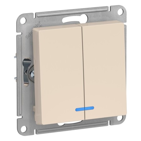 Switch Se Atlasdesign, 10 a, 2 keys, IP20, hidden, backlight, beige, Atn000253