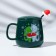 Ceramic mug with a spoon of "love in the new year", 350 ml, green color