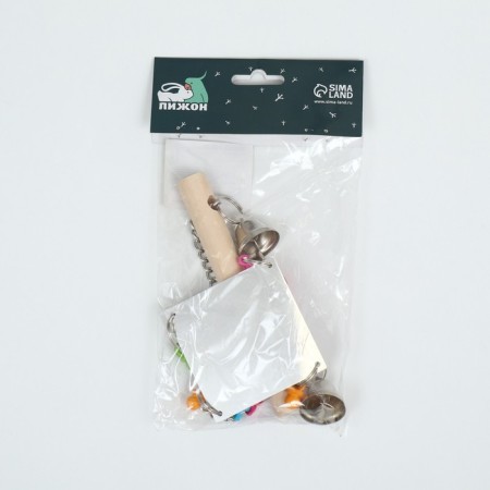 A toy-cache for birds with a mirror and bells "Rhombus", 15 x 30 cm-6