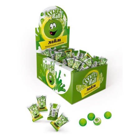 Fruit Ball chewing gum with lime filling, 4 g