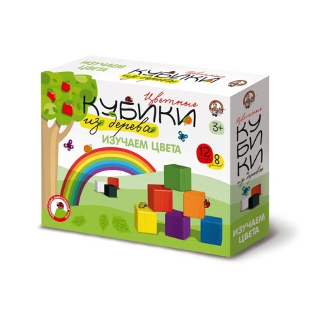 Wooden cubes “Studying colors” 12 pcs (8 centers)-8