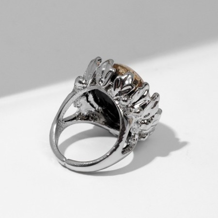 Ring "Izd" oval amber, brown-black color in silver, dimensionless-2