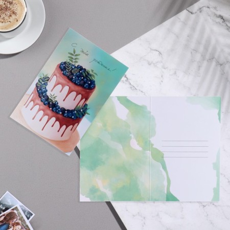 Postcard "Happy Birthday" Cake, Blueberry, 15 x 10.5 cm