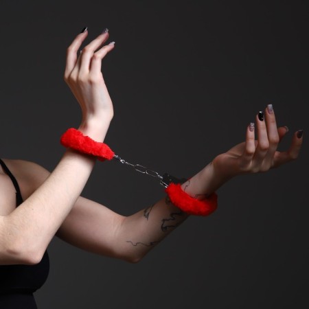 Carnival handcuffs "all night on end" fur, red color-1