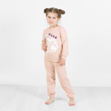 Pajamas: Longslit and trousers for girls Basic, height 98-104 cm, beige color
