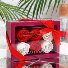 Soap roses, white and red, set of 6 pcs.