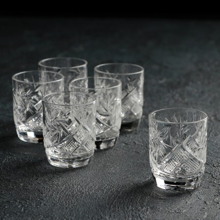 A set of crystal stops for the wine "Mill", 35 ml, 6 pcs