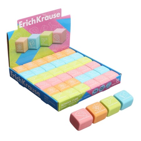E Lastik Erichkrause "School Cube", 22 x 22 x 17 mm, synthetics, mix