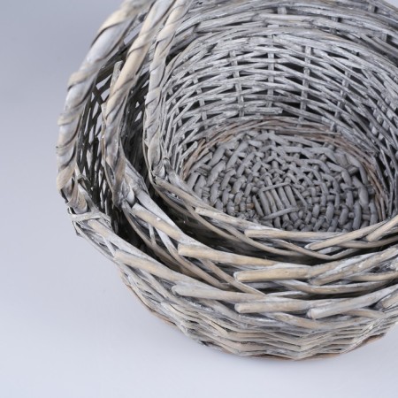 A set of wicker baskets, willow, 3 pcs., Gray-beige color, medium-2