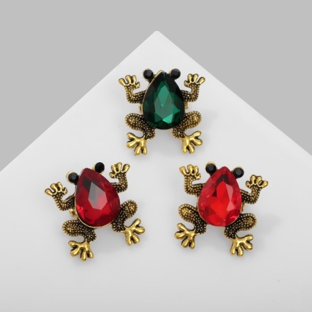 Brooch "Frog" glass, color mix (indivisible packing 12 pcs., Price per pcs.)