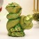 Figure "Snake with flowers" green with gilding, 7x7x5cm