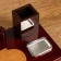 Table set 6V1 with a business card holder and clock, red tree