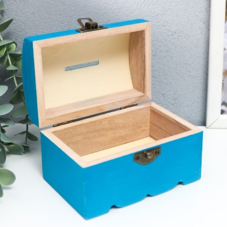 Casket wood "chest" blue 8x8x12 cm-5