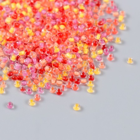 Glass 12/0 "Transparent. Color middle. Red" 10 g-1