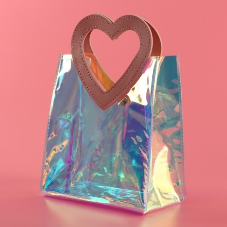 PVC gift package, pink, irrediscent, 20 x 18 x 10 cm-5