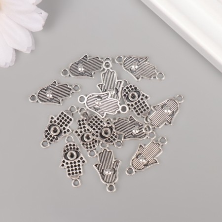 Connector for creativity Metal 2 ears "Hand of Fatima" 2.2x1.2 cm-2