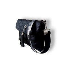 Cross-Body bag Chica Rica on a valve, black color