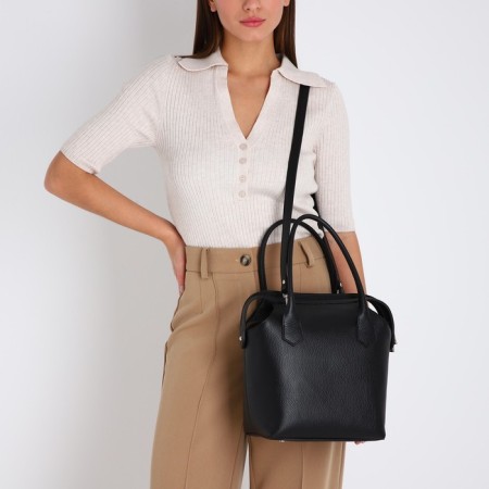 Women's bag with a zipper, with a cosmetic bag, black color-8