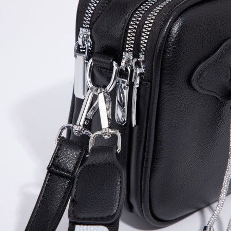 Bag Cross-Bodi with a zipper, black color-5