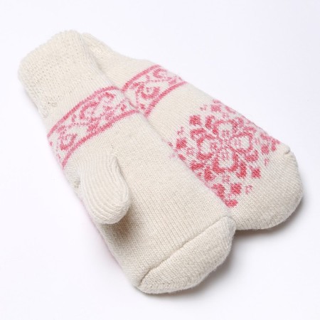 Mittens women's woolen color white/red, size 20-22-1