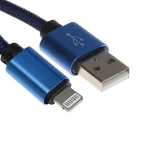 Lightning cable - usb, 2.1 a, nylon braid, 1 meter, blue