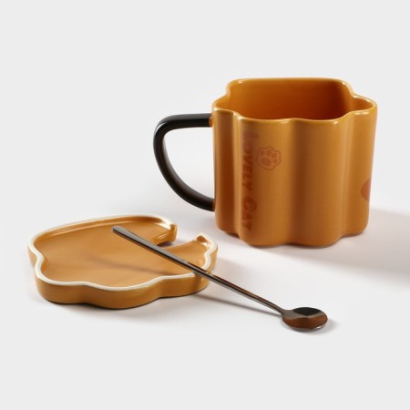Ceramic mug "Tiger's paw", 350 ml, orange color-1