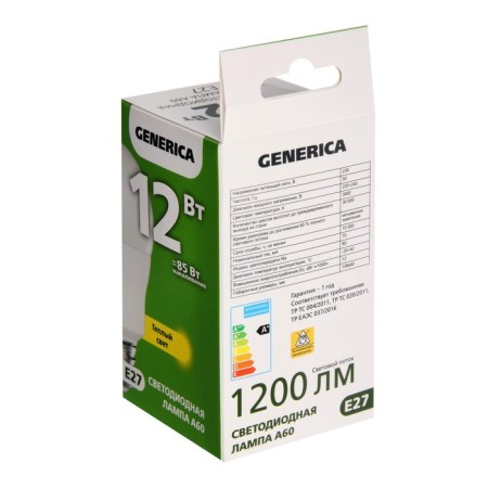 LED LED Generica A60, 12 W, pear, 3000 K, E27, 230 V, LL-A60-12-230-30-E27-G-1