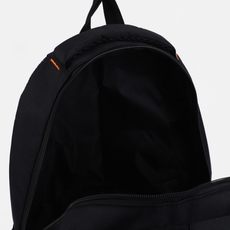 A backpack with a zipper, 3 outer pockets, black/orange color-5