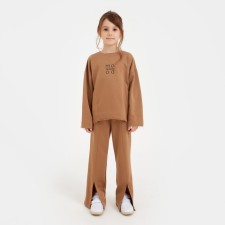 Children's costume (sweatshirt, trousers) minku brown color, height 146