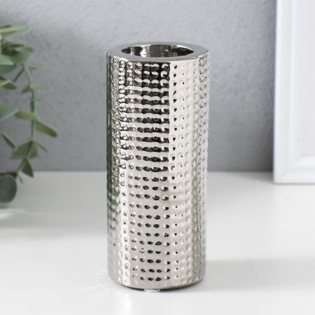 Ceramics candlestick per 1 candle "drops of water" d = 4 cm silver 6.5x6.5x14.5 cm-1