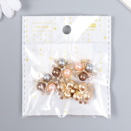Decor for creativity Metal "3 pearls with rhinestones" silver-first. set 5 pcs 2x2 cm-4