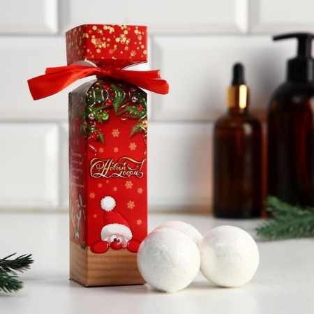 A set of bath bombs "Happy New Year! Santa and deer peek out", 3 pcs