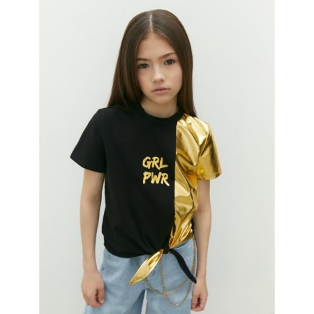 T -shirt Children's Amarobaby Gloss, height 128 cm, black/gold color-7