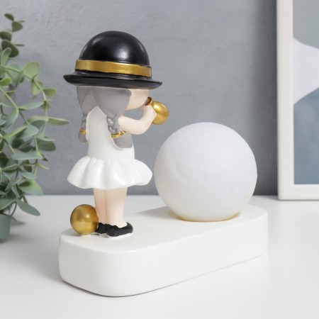 Souvenir Polystone Light "Baby in a black hat, with a gold bubble at the ball" 16.5x8x16 cm-3