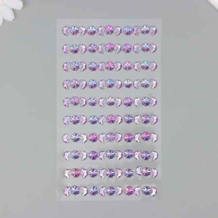 Sticker Plastic Rhinestones "crescent and stars" mix 10x23 cm-3
