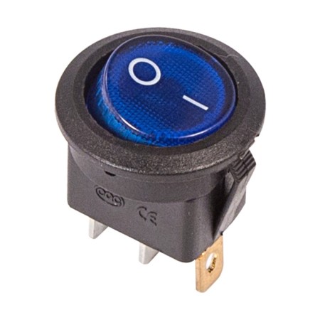Switch Klavika Round 250V 6A (3C) On-OFF blue with backlight (RWB-214, SC-214, MIRS-101-8)