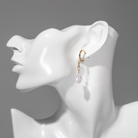 Earrings with pearls "Artemis" different drops, white color in gold-1