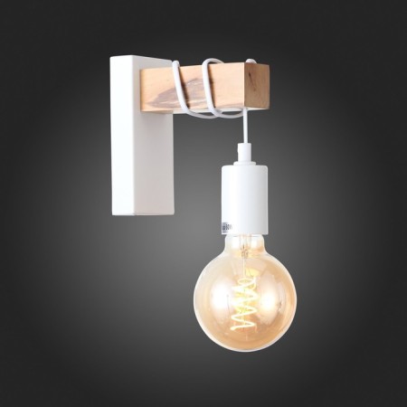 Wall lamp EVOLUCE. SL1142.501.01. Bagetti. 1x60 W, E27, 6.5x16 cm, white color, light wood-3